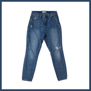 LOFT Women's 28 Petite Curvy High Waist Skinny Jeans, Distressed, Lt. Wash EUC+